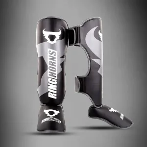 Ringhorns Charger by Venum Shin Guards and Foot Protectors - Black