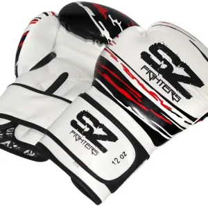 SZ Fighters – Боксови ръкавици естествена кожа – Madness – White/Black/Red