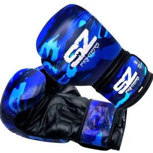 SZ Fighters – Боксови ръкавици естествена кожа – Camo – Blue