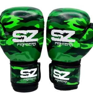 SZ Fighters – Боксови ръкавици естествена кожа – Camo – Green