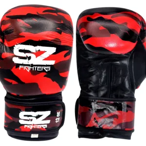 SZ Fighters – Боксови ръкавици естествена кожа – Camo – Red
