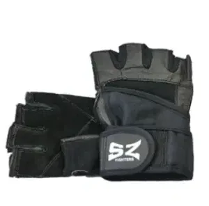 SZ Fighters – Фитнес ръкавици с кръстосани бели шевове – Black
